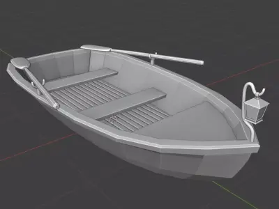 Wooden Boat Low-poly  Low-poly 3D model