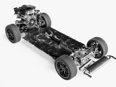 SUV Chassis engine wheels 3D model