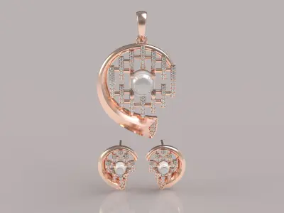 Diamond Pendant Set 08 3D print model