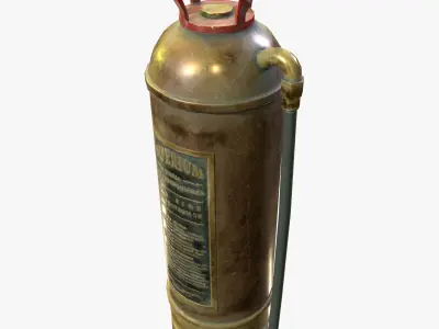 Fire Extinguisher Vintage Retro Game Ready PBR Textures Low-poly 3D model