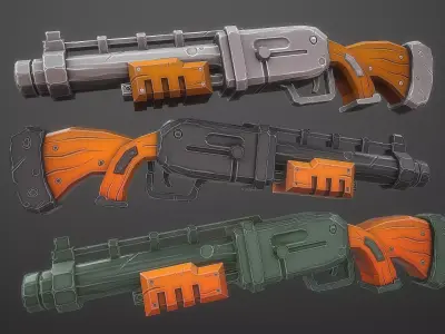 Stylized Shotgun Weapon Low-poly 3D model purchase
