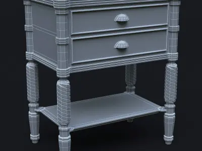 Nightstand bedside table with two drawers Low-poly 3D model
