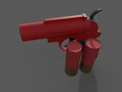 Flare gun Low-poly 3D model 2