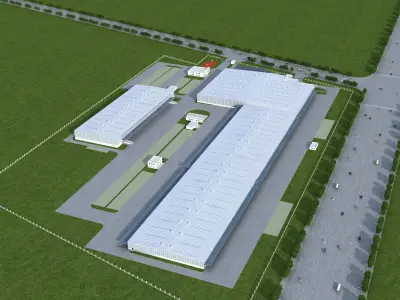 Industrial buildings factories industrial parks 3D model