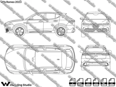 Alfa Romeo Tonale 2023 blueprint Texture