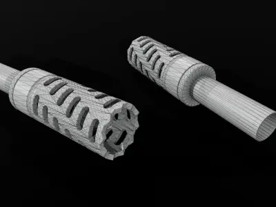 CMB Helical Baffle 12 Gauge Shotgun Muzzle Brake Low-poly 3D model