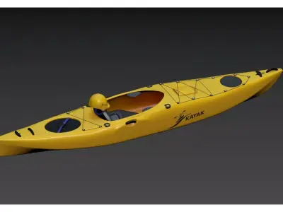Yellow kayak 3D model
