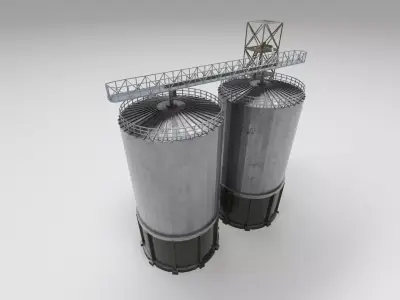 Industrial Silo Storage Low-poly 3D model