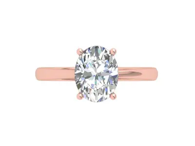Oval Solitaire Ring 3D print model shop