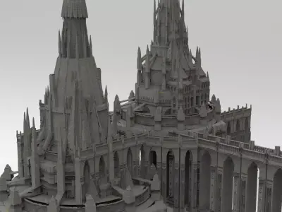 Dark Queens palace with bridges  3D model