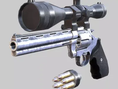 3DRT - Modern firearms HD - Magnum 44 Low-poly 3D model