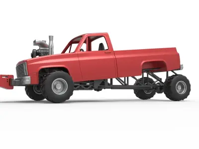 Old school pulling truck 4wd Scale 1 to 25 3D print model