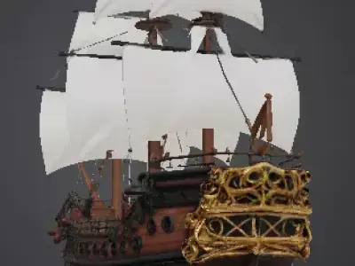 navio pirata Low-poly 3D model