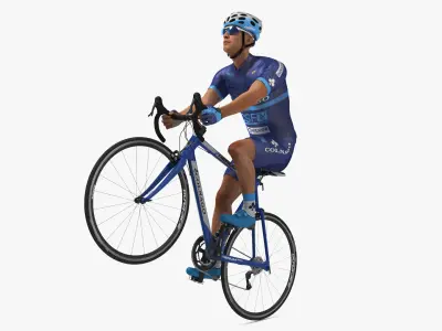 Cyclist on Colnago Road Bike Rigged  purchase 3D model