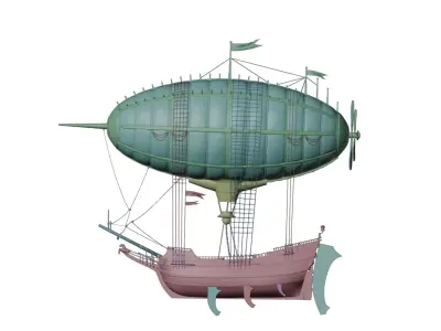 Airship packed lowpoly game  Low-poly 3D model