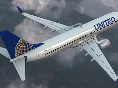 Boeing 737-800 with Interior United Airlines Rigged 3D Model