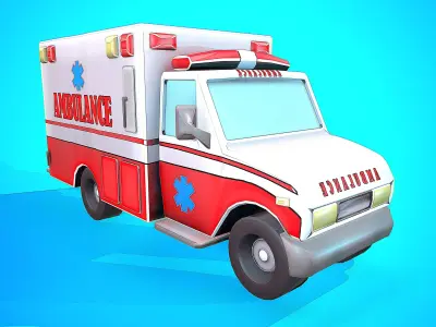 AMBULANCE CARTOON STYLIZED Low-poly 3D model