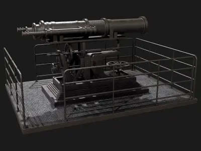 Artillery Cannon-1 Low-poly 3D model