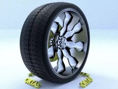 ORTAS CAR RIM 60 GAME READY RIM TIRE AND DISC 3D model