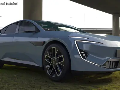 Avatr 12 EV Blue Color with Headlights On 3D model