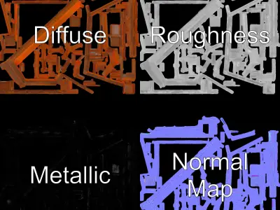 Industrial Metal Grid Shelf Model Pack Low-poly 3D model
