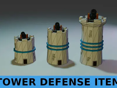 Tower cannon Low-poly 3D model