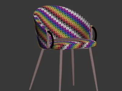 Dining Set colorful chair with wooden legs 3D model