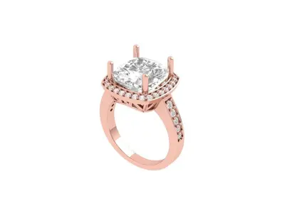 Cushion Solitaire Engagement Ring 3D print model get