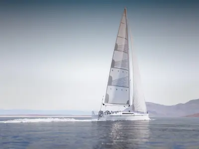 Mid size sailing yacht 3D model
