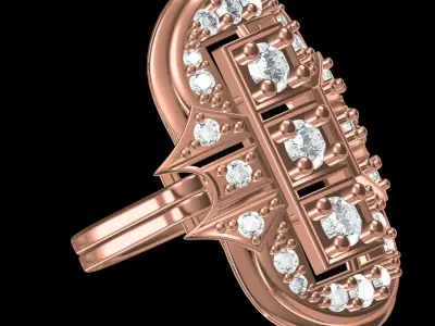 Antique Art Deco Engagement Ring 03 3D print model