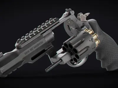 R8 Revolver Game Ready Low-poly 3D model