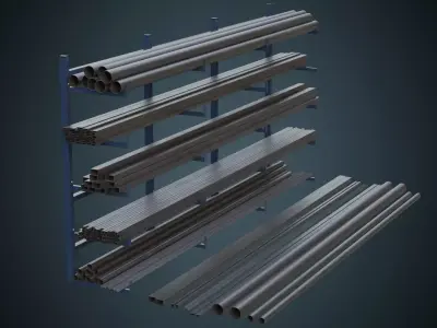 Pipe Rack 1A Low-poly 3D model