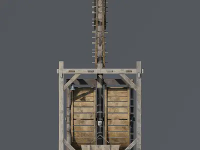 Medieval treadwheel crane Low-poly 3D model buy