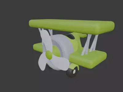 Green airplane Low-poly 3D model