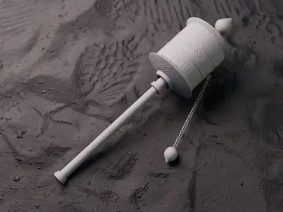 Buddhist hand held prayer wheel Low-poly 3D model