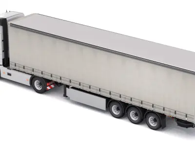 Volvo fh16 with Industrial Trailer 3D model