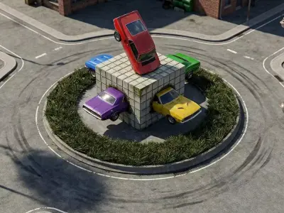 Accident Roundabout Low-poly 3D model