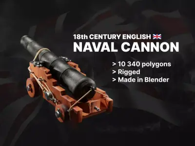 12pdr NAVAL CANNON of 18th centrury Low-poly 3D model