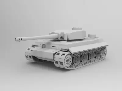 Simple Tiger Tank Low-poly 3D model