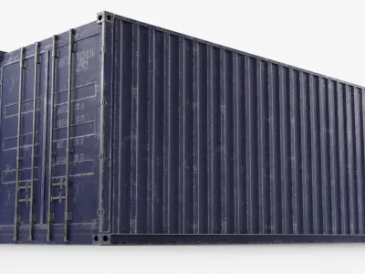 20Ft Cargo Container - Blue - Dirty 3D model