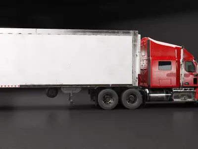 Generic Semi Truck Sleeper Cab  Refrigerated Trailer - Rusted 3D model