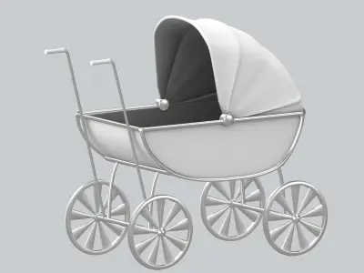 Doll carriage Dolls and their accessories PBR model Low-poly 3D model