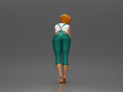 Woman in Overalls Playfully Posing with Curiosity 3D print model