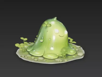 Cute Stylized Forest Slime Creature  Green Jelly Monster Spirit 3D model