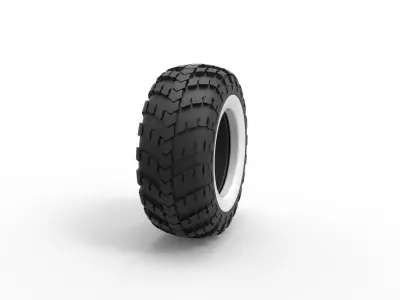 Military KRAZ Whitewall tire VID-201 Scale 1 to 25 3D print model