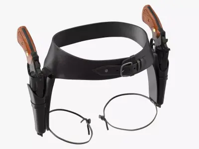 Double Gun Belt Black with Revolvers 3D model