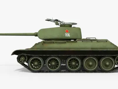 T-34 Medium WW2 Tank  Low-poly 3D model