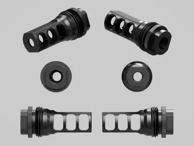 SilencerCo ASR Muzzle Brake Low-poly 3D model