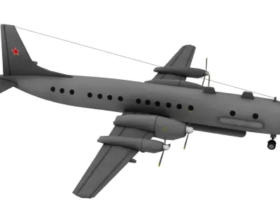 Lowpoly IL-20 Coot-A Airplane 3D Model Low-poly 3D model