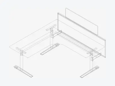 Desk - Single - Officetec - Modela - 90 Deg - Adjustable Height Low-poly 3D model